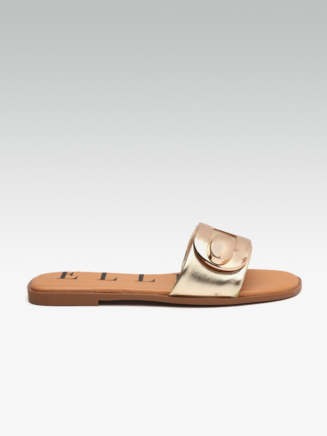 

ELLE Women Gold-Toned Solid Open Toe Flats