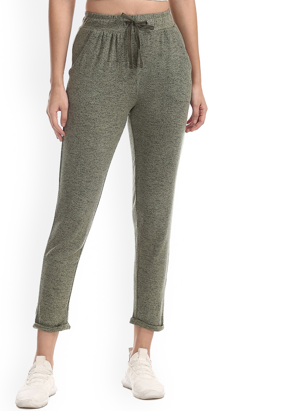 

Sugr Women Olive Green Solid Track Pants