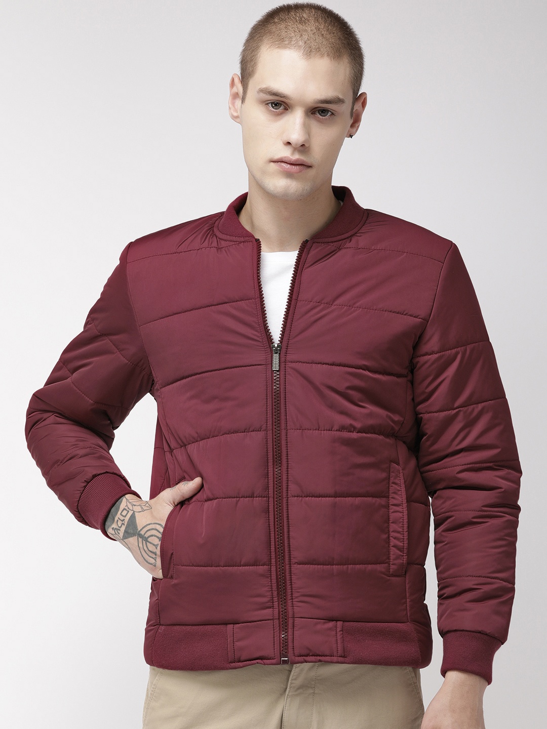 

Fort Collins Men Burgundy Solid Puffer Jacket