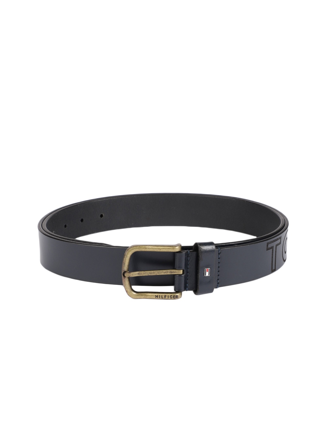 

Tommy Hilfiger Men Navy Blue Printed Leather Belt