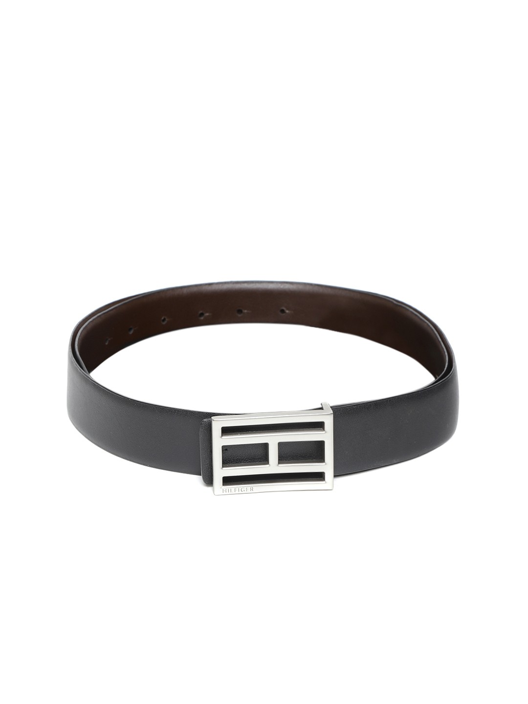 

Tommy Hilfiger Men Black & Coffee Brown Solid Reversible Leather Belt