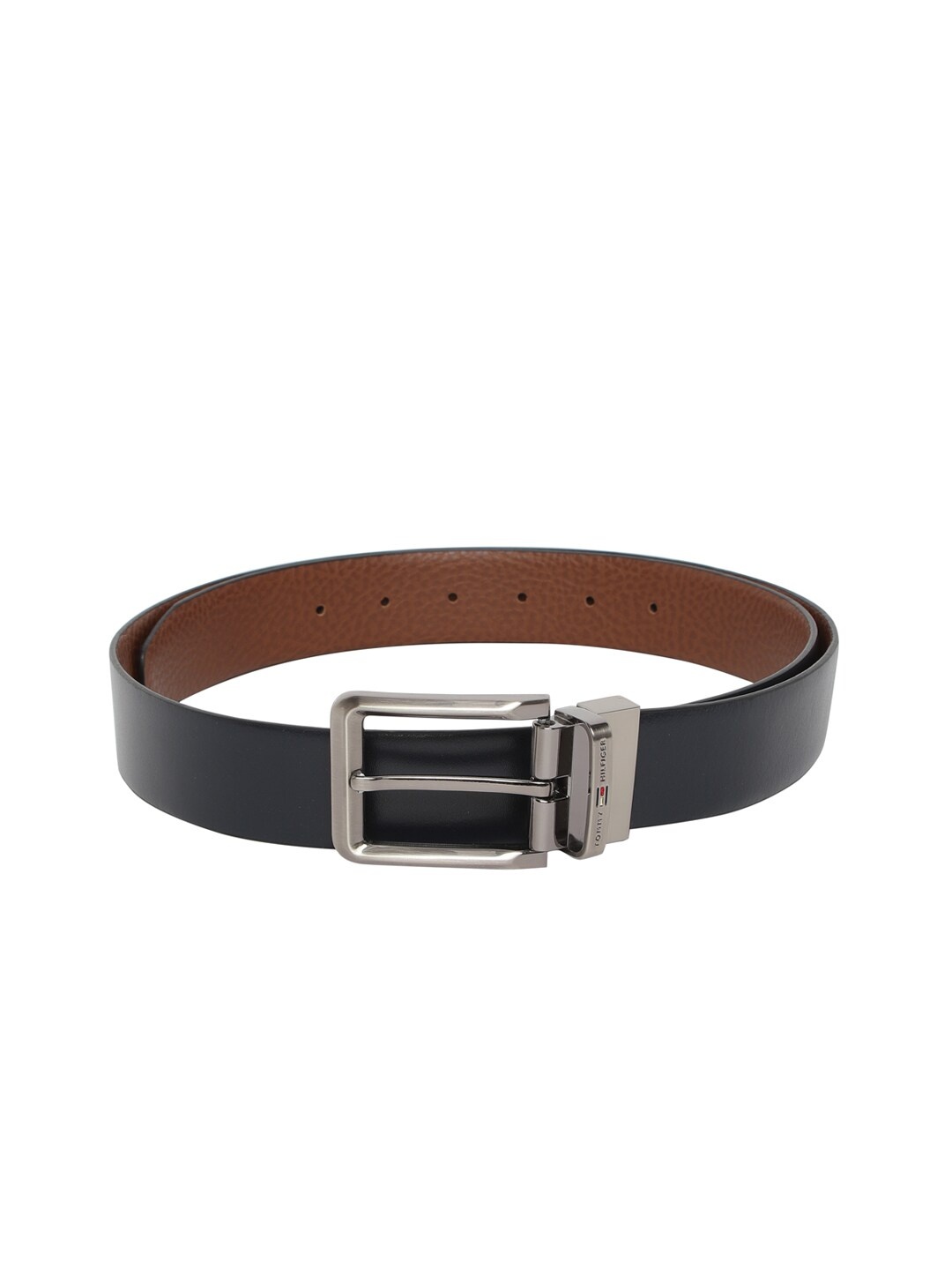 

Tommy Hilfiger Men Navy Blue & Brown Solid Reversible Leather Belt