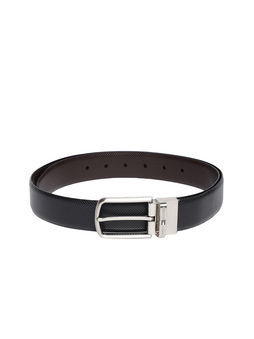 

Tommy Hilfiger Men Black & Brown Textured Reversible Leather Belt