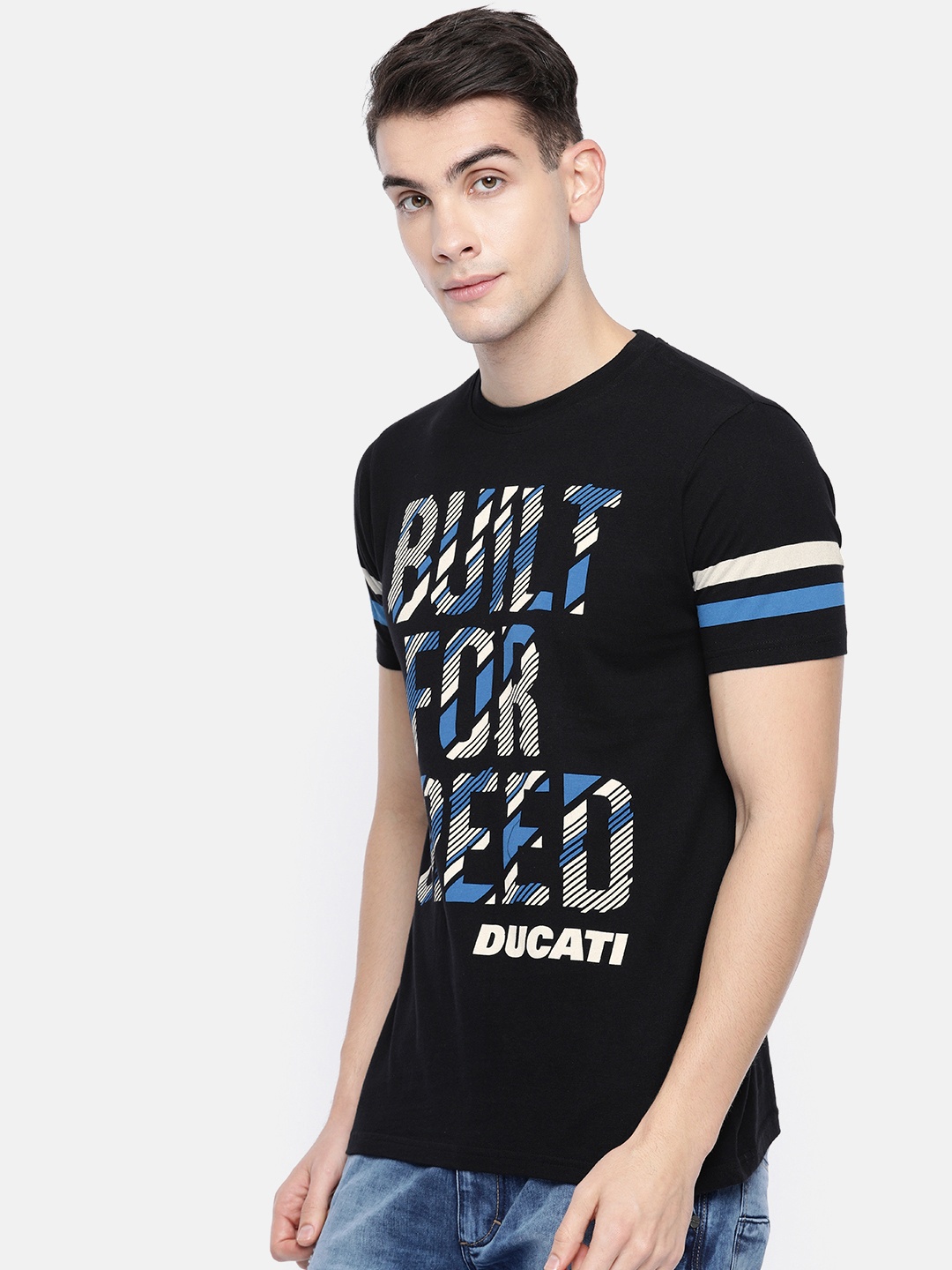

Ducati Men Black Printed Round Neck Pure Cotton T-shirt