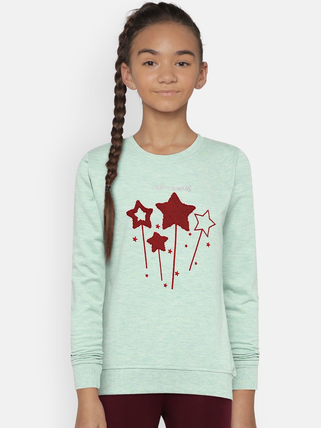 

Sweet Dreams Girls Green Embroidered Sweatshirt