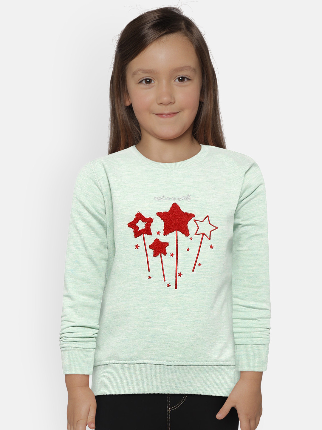 

Sweet Dreams Girls Mint Green Star Applique Sweatshirt