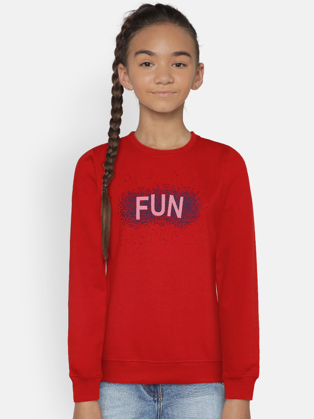 

Sweet Dreams Girls Red Printed Sweatshirt