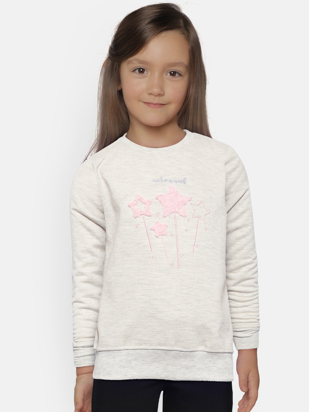 

Sweet Dreams Girls Grey Melange Star Applique Sweatshirt