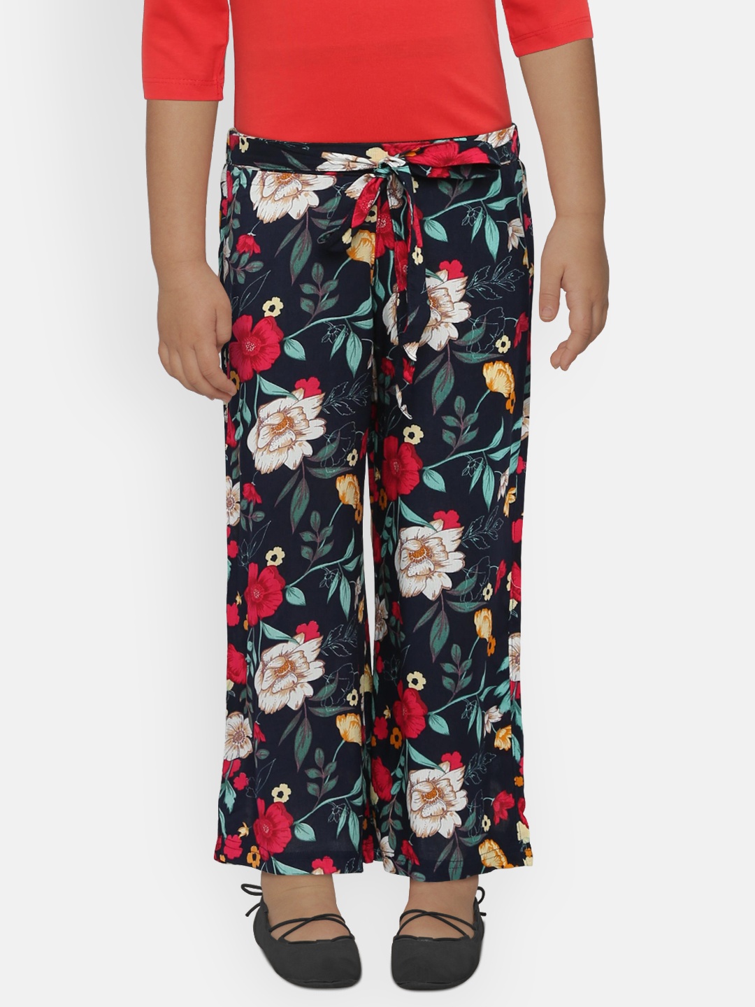 

Lil Orchids Girls Multicoloured Printed Wide Leg Palazzos, Multi