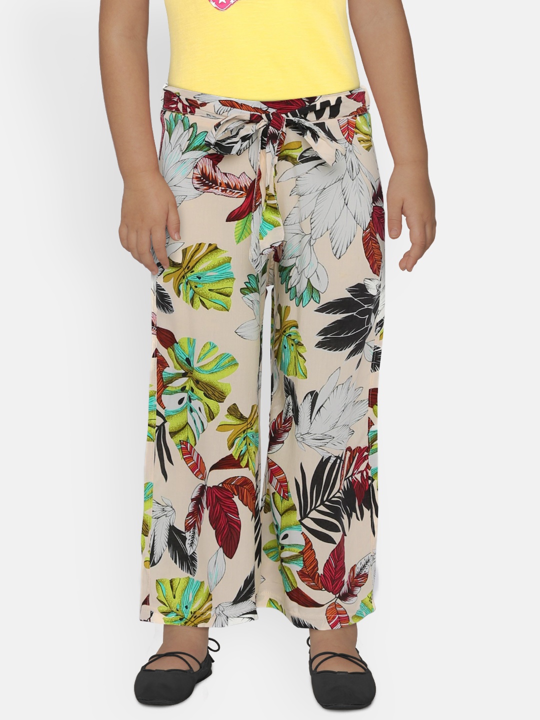 

Lil Orchids Girls Multicoloured Printed Wide Leg Palazzos, Multi