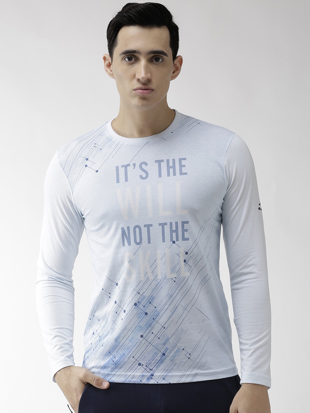 

Alcis Men Blue Printed Round Neck Training T-shirt