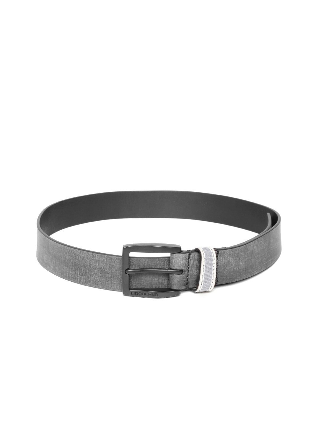 

Woodland Men Grey Leather Textured Belt