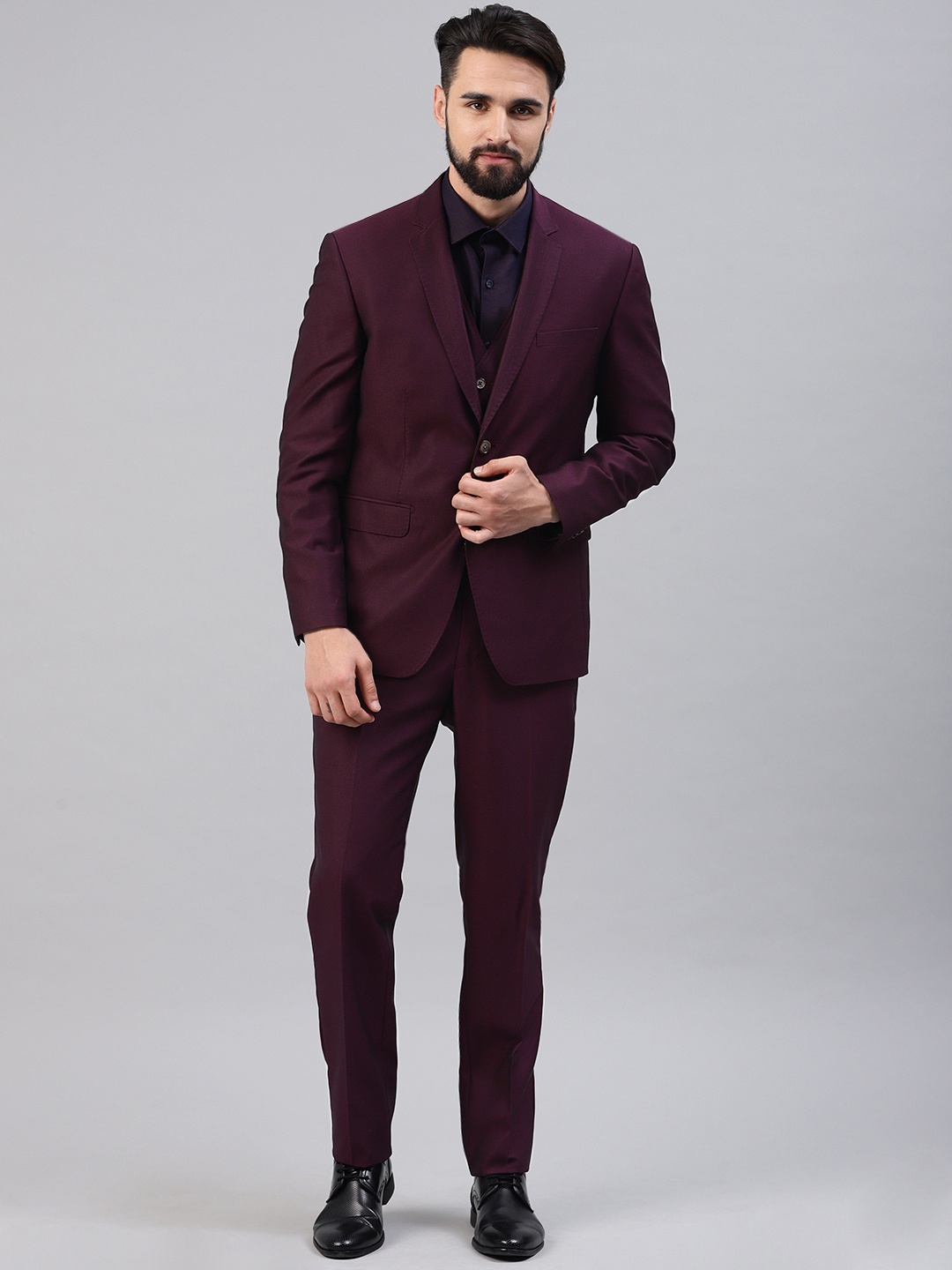 

Peter England Men Burgundy Self-Design Neo-Slim Fit Single-Breasted Formal Suit