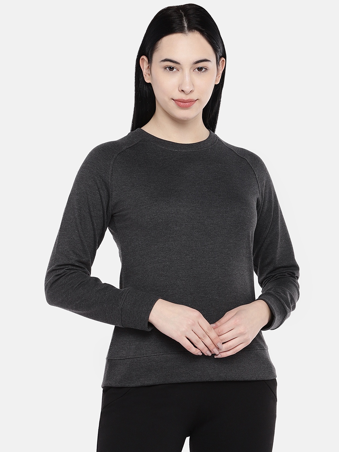 

Sweet Dreams Women Charcoal Grey Solid Lounge Sweatshirt