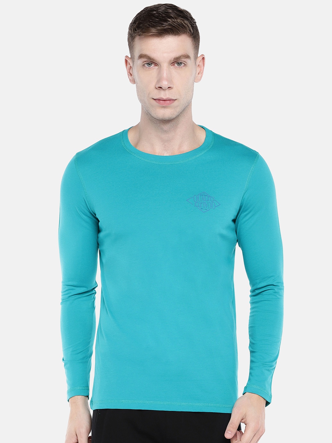 

Sweet Dreams Men Teal Green Solid Round Neck Pure Cotton T-shirt