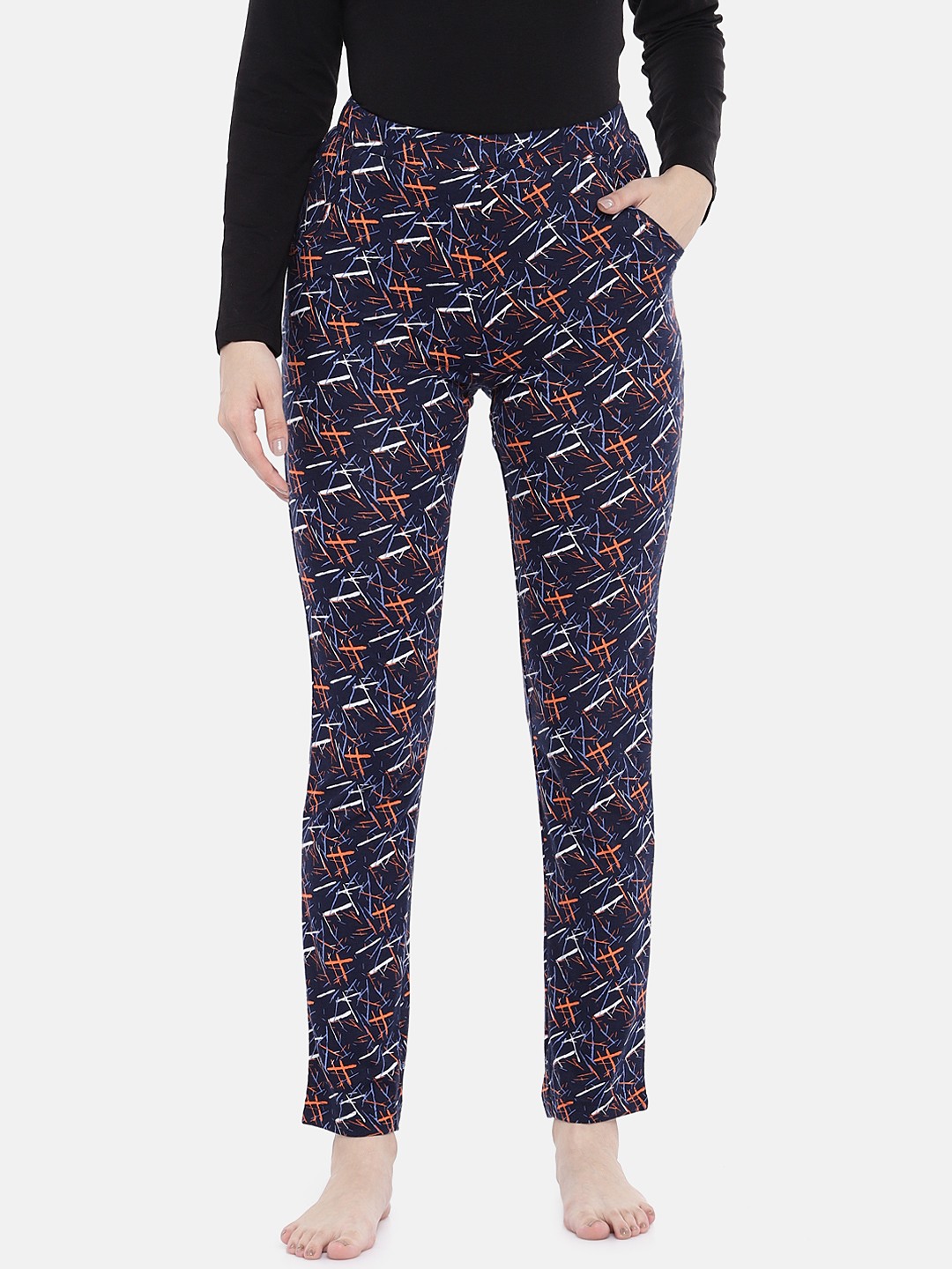 

Sweet Dreams Women Navy Blue & White Printed Lounge Pants