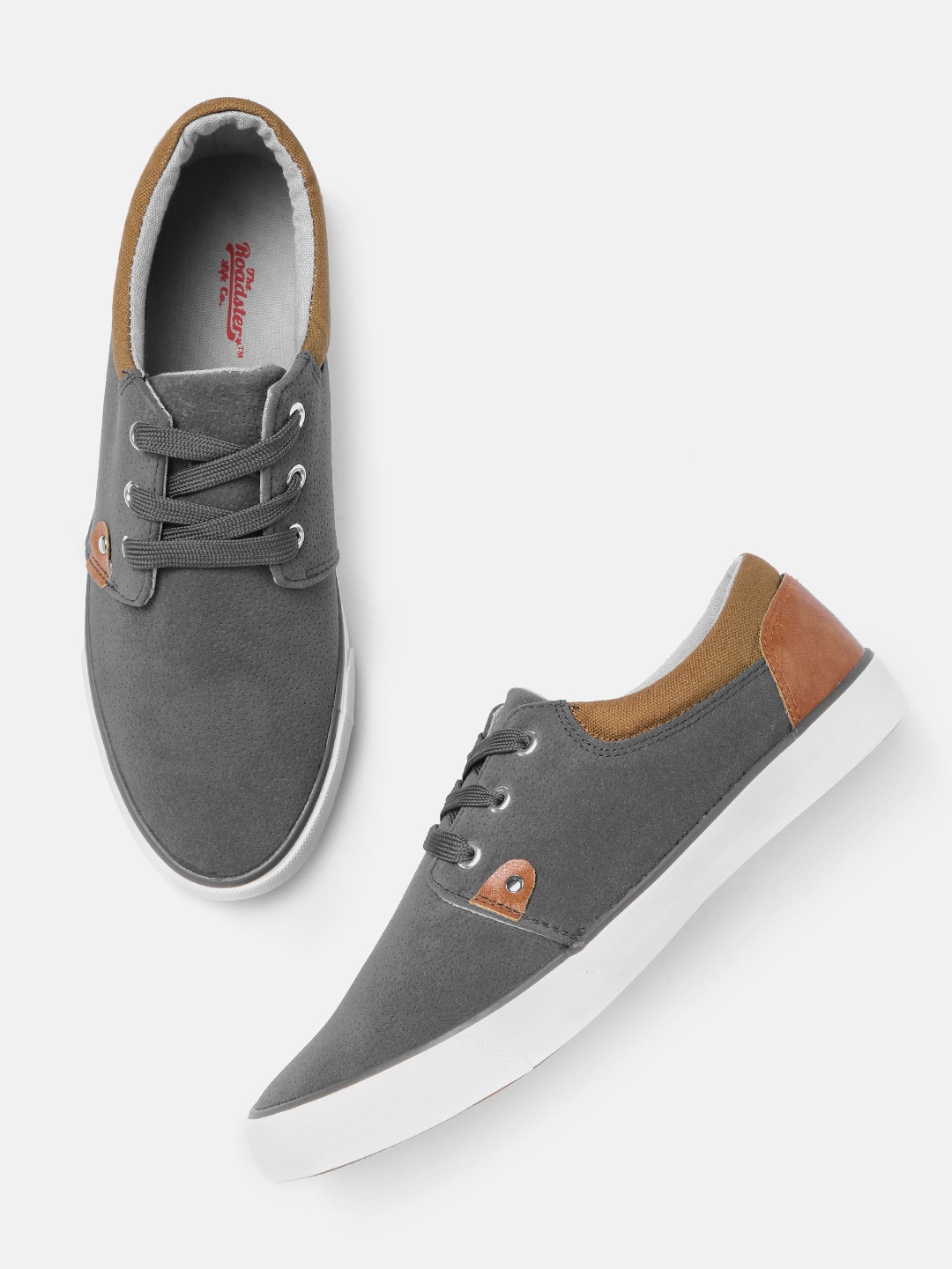 

The Roadster Lifestyle Co Men Charcoal Grey Textured Suede Sneakers