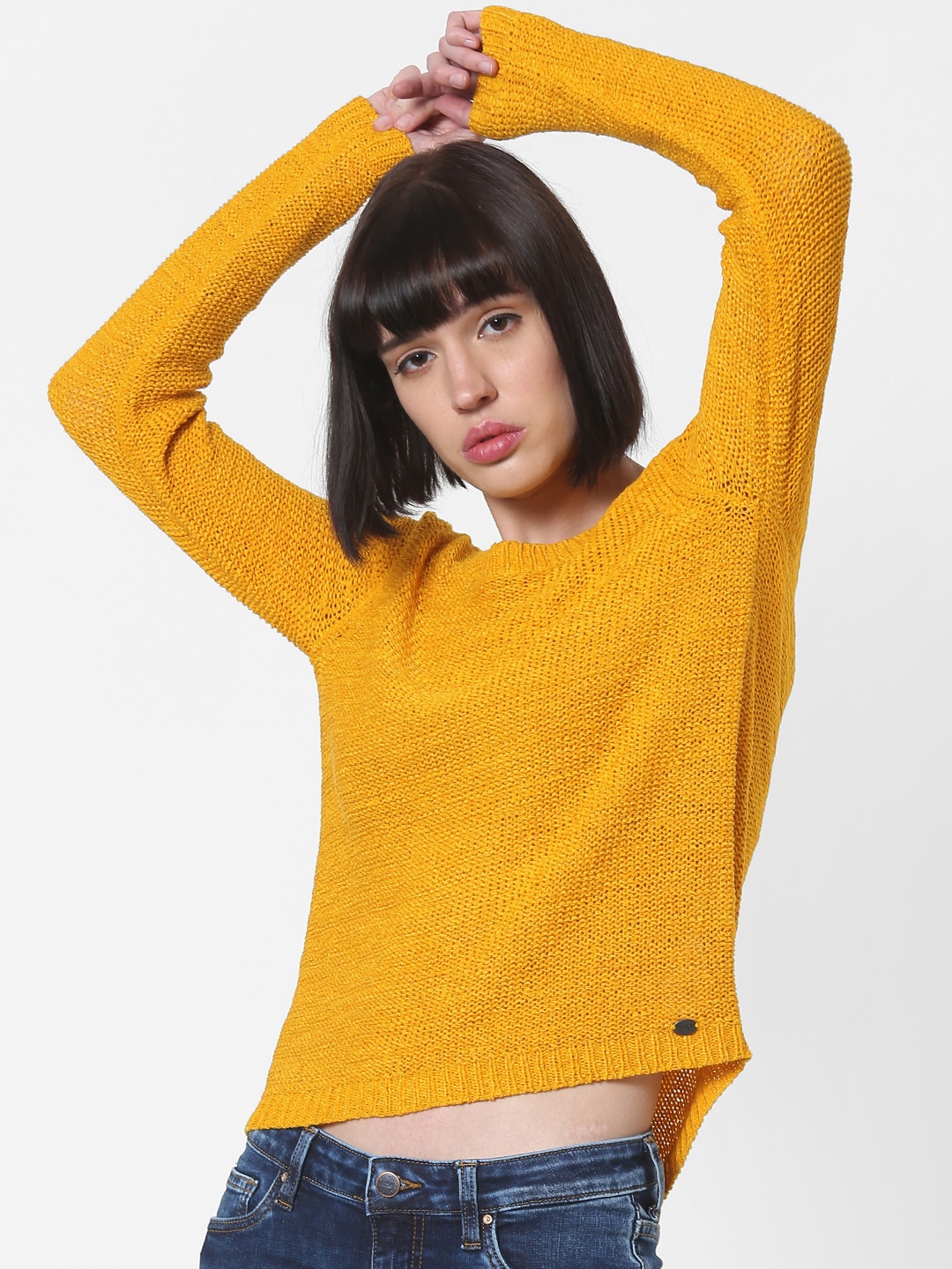 

ONLY Women Yellow Self Design Sweater