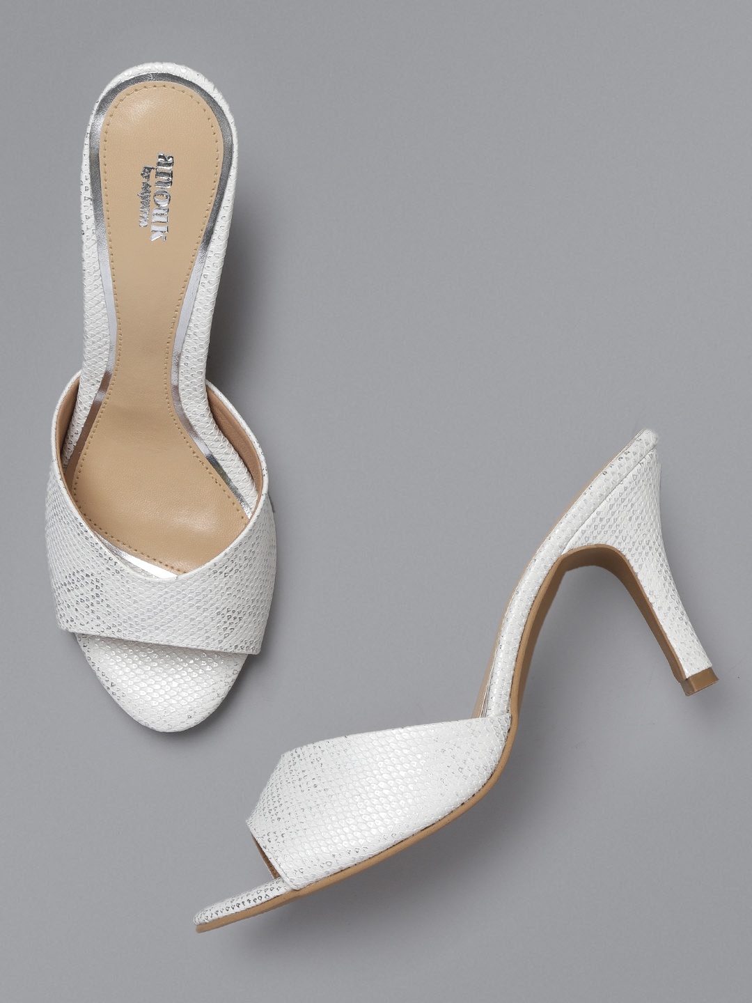 

Anouk Women White Snakeskin Textured Heels