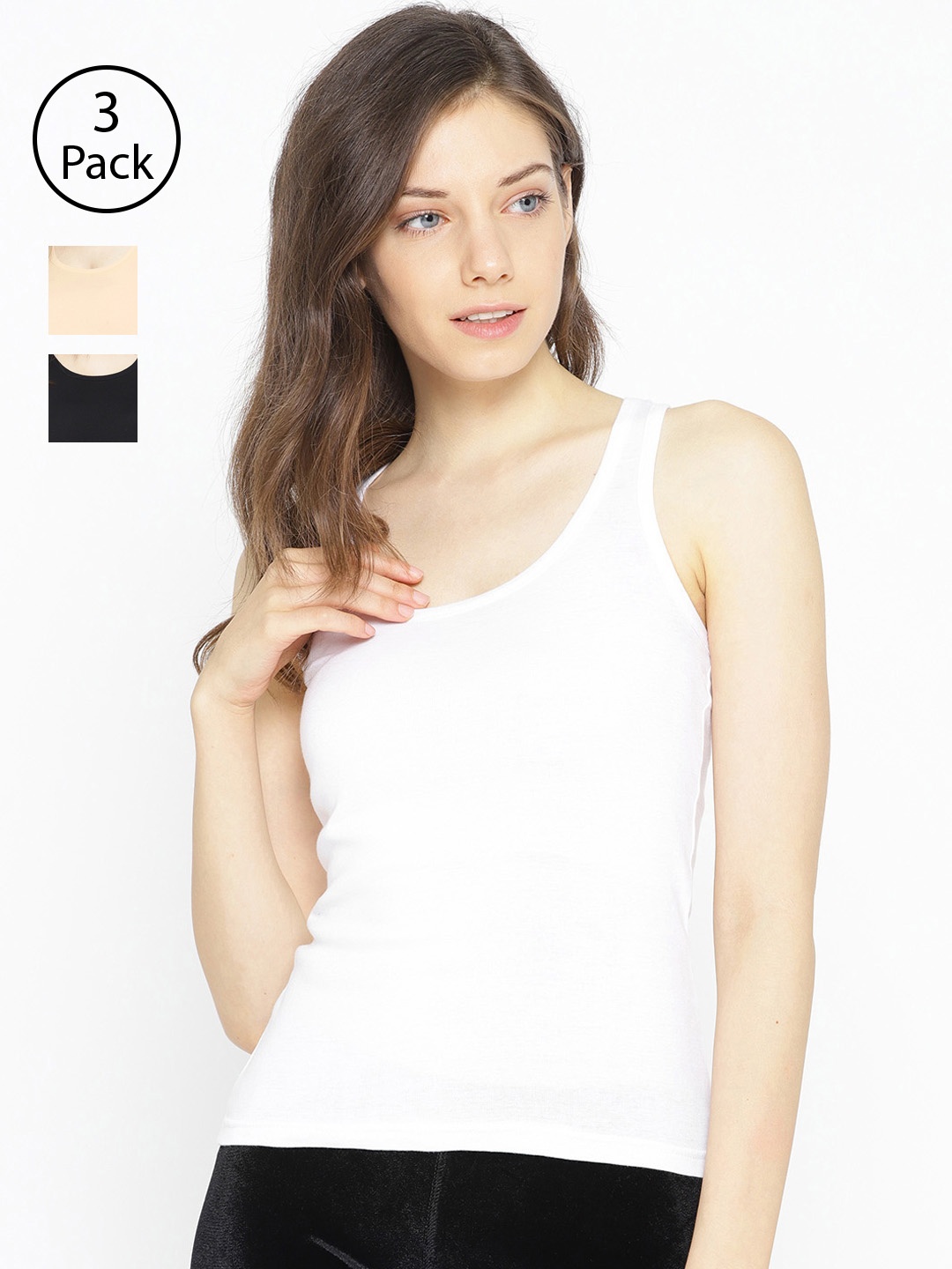 

Lady Lyka Pack of 3 Racer Back Camisoles CAMI-01, White