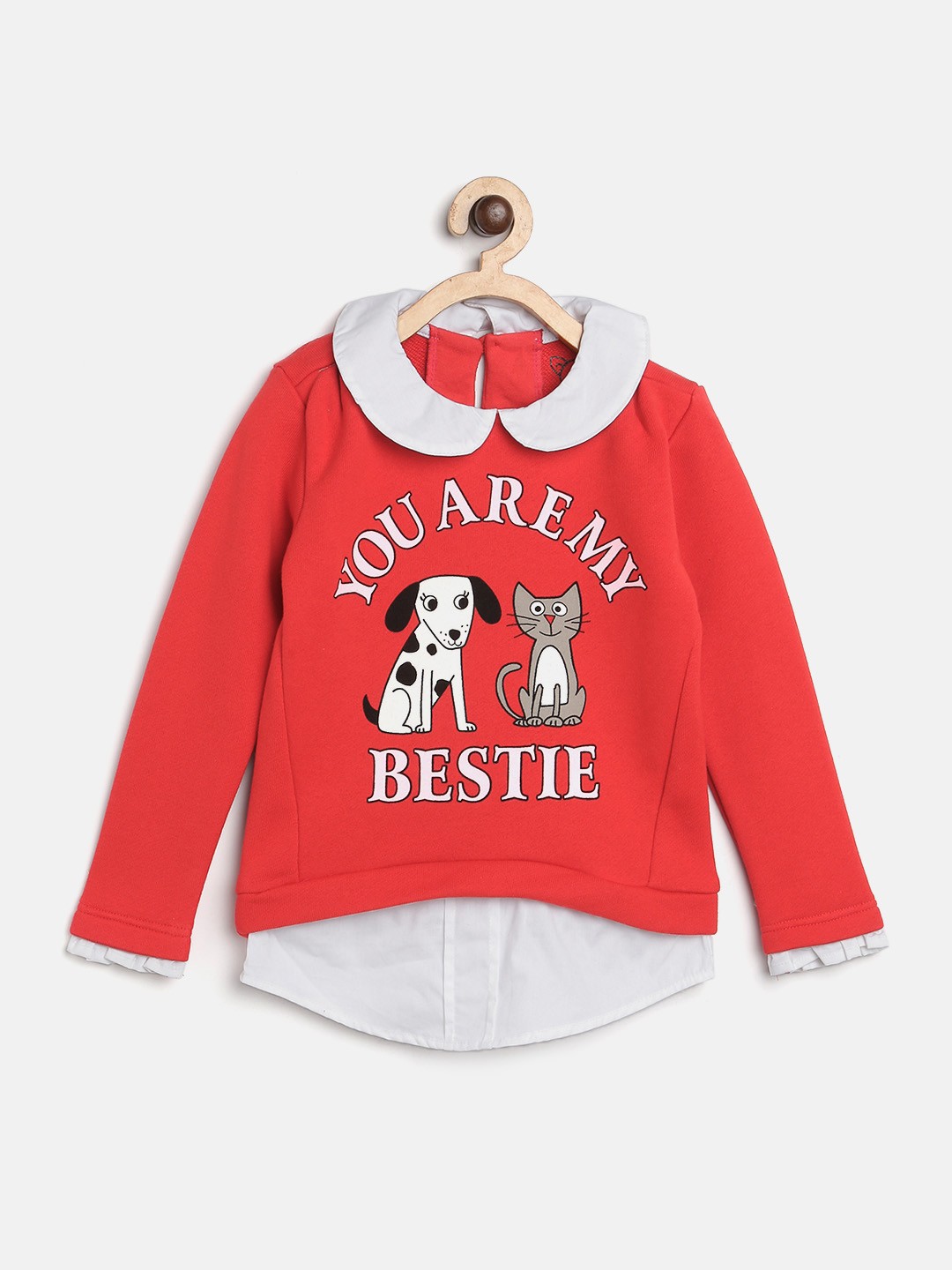 

Lazy Shark Girls Red & White Printed Sweatshirt
