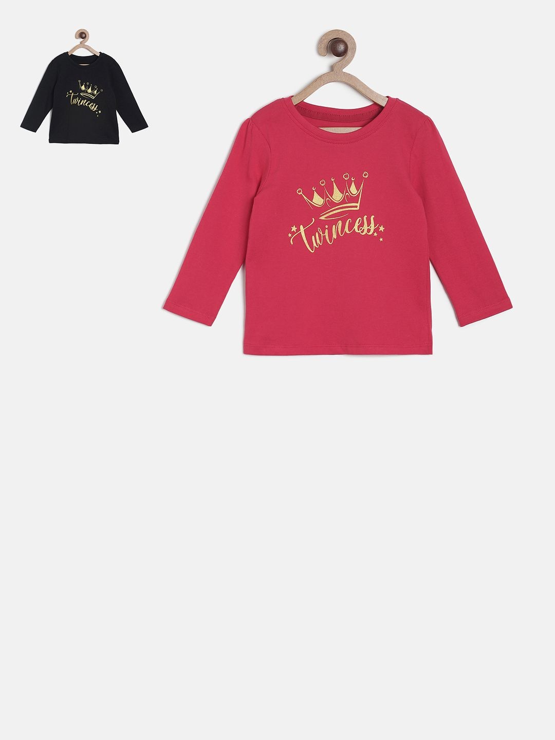 

MINI KLUB Girls Pack of 2 Printed Pure Cotton Top, Multi