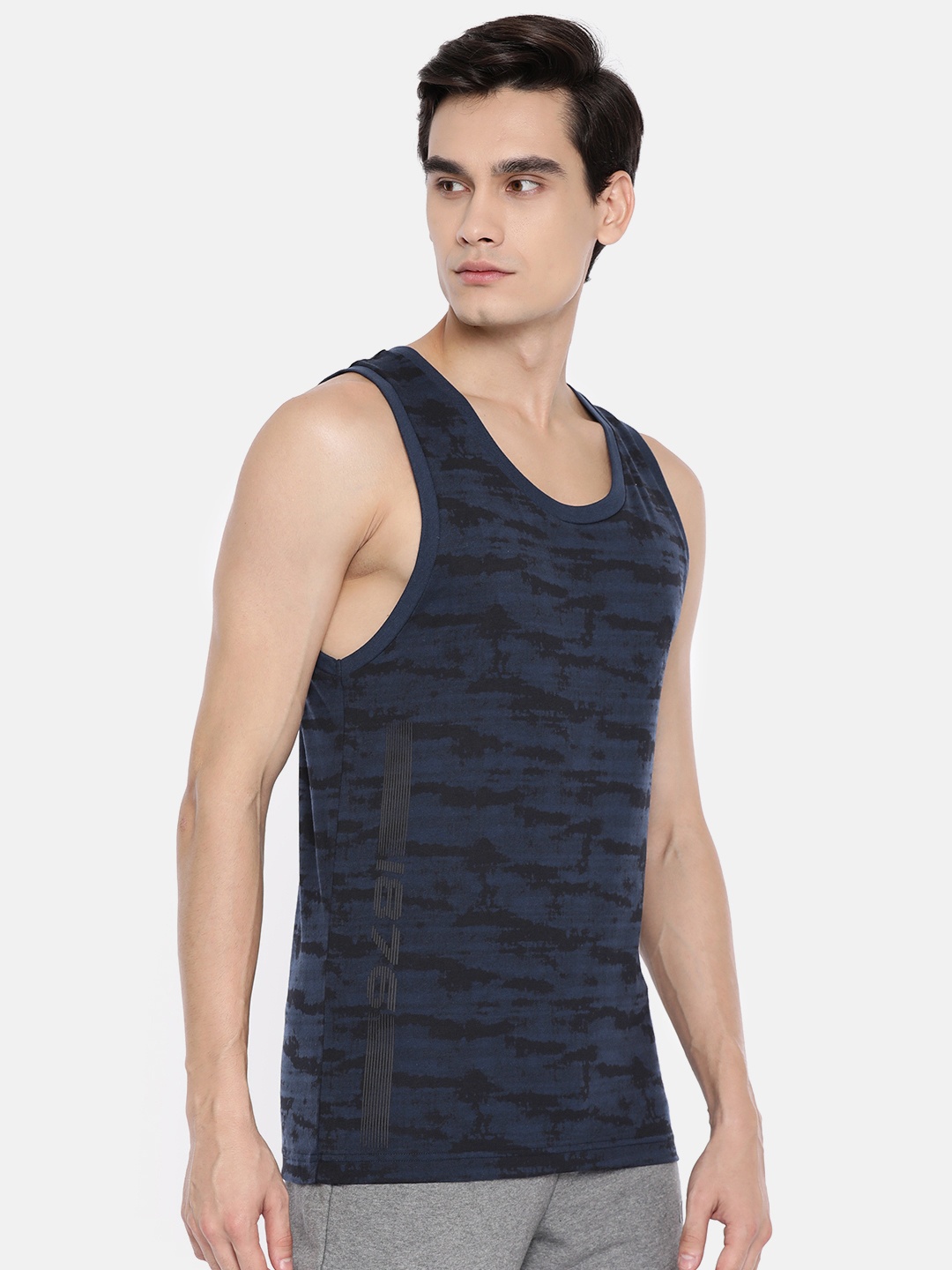 

Jockey Men Blue and Black Printed Innerwear Vest 9928-0105