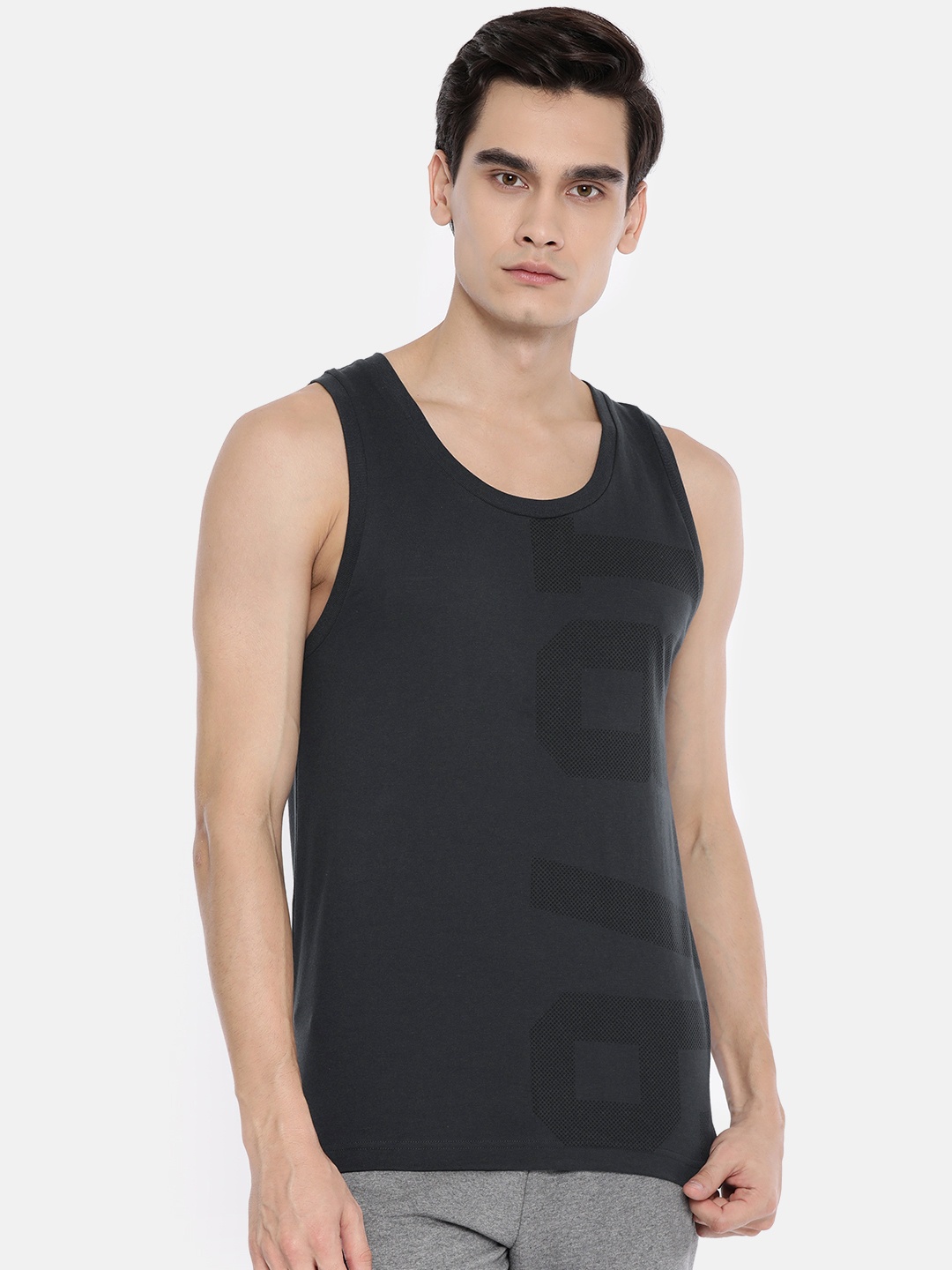 

Jockey Men Charcoal Grey Printed Innerwear Vest 9928-0105