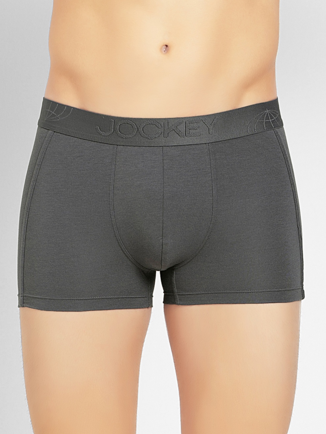 

Jockey International Collection Men Charcoal Grey Solid Trunks IC25