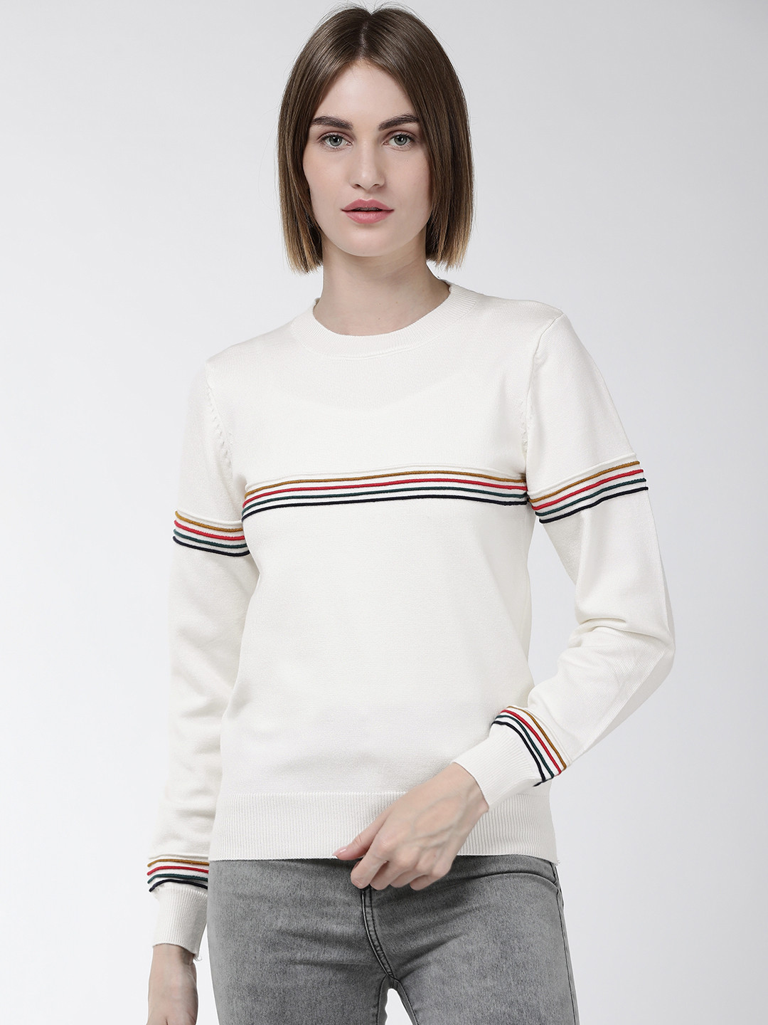 

Fort Collins Women Off-White Solid Acrylic Sweater