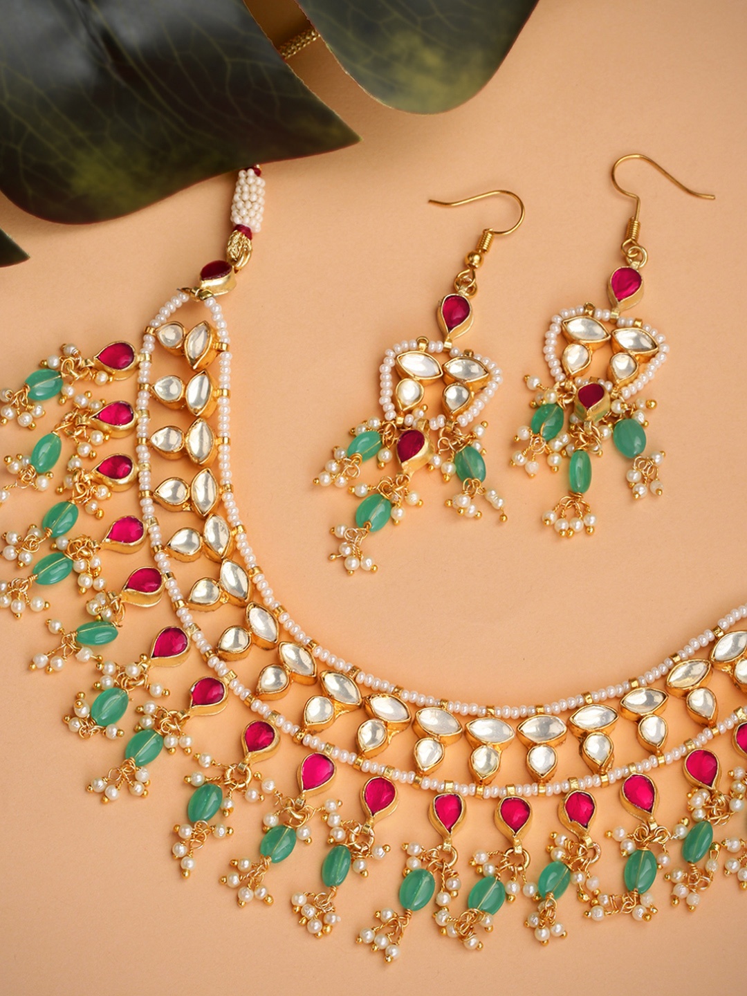 

justpeachy Gold-Plated Paachi Kundan Vilandi Jewellery Set
