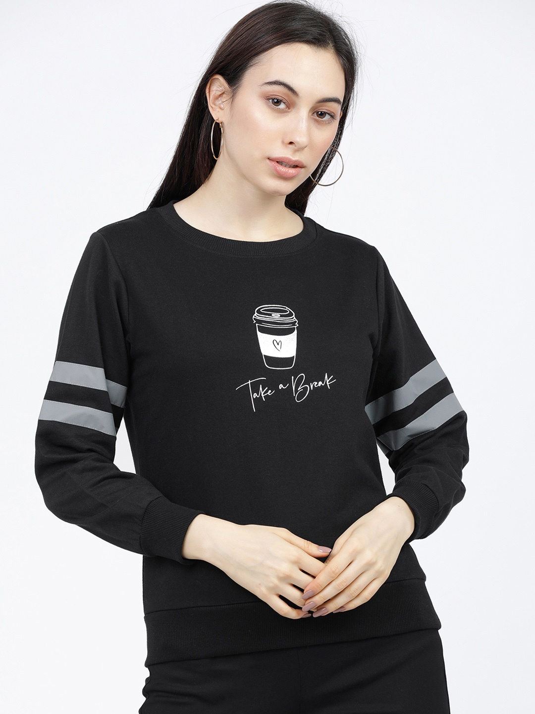 

Tokyo Talkies Women Black Printed Sweatshirt