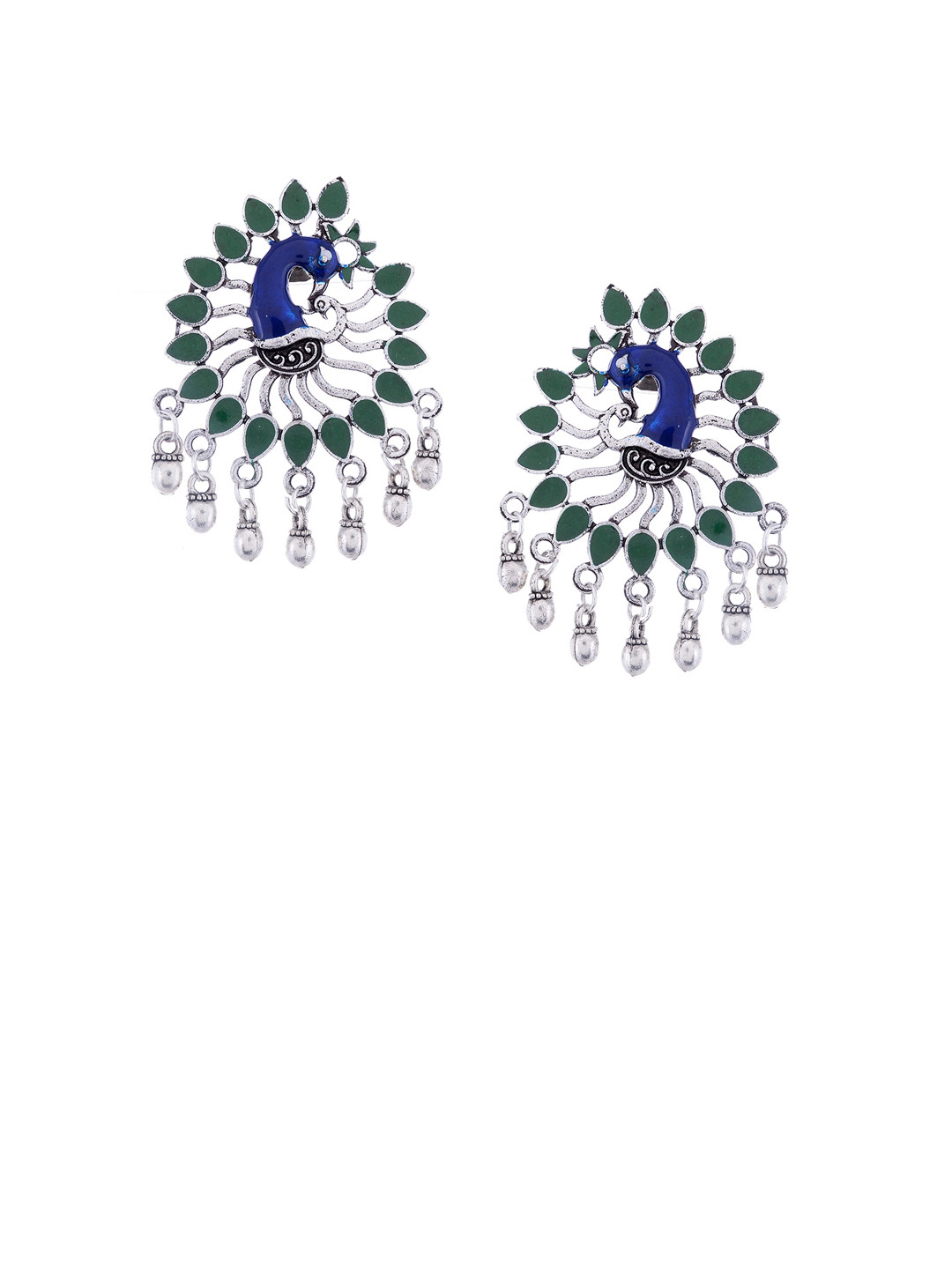 

Silvermerc Designs Silver-Plated & Blue Peacock Drop Studs