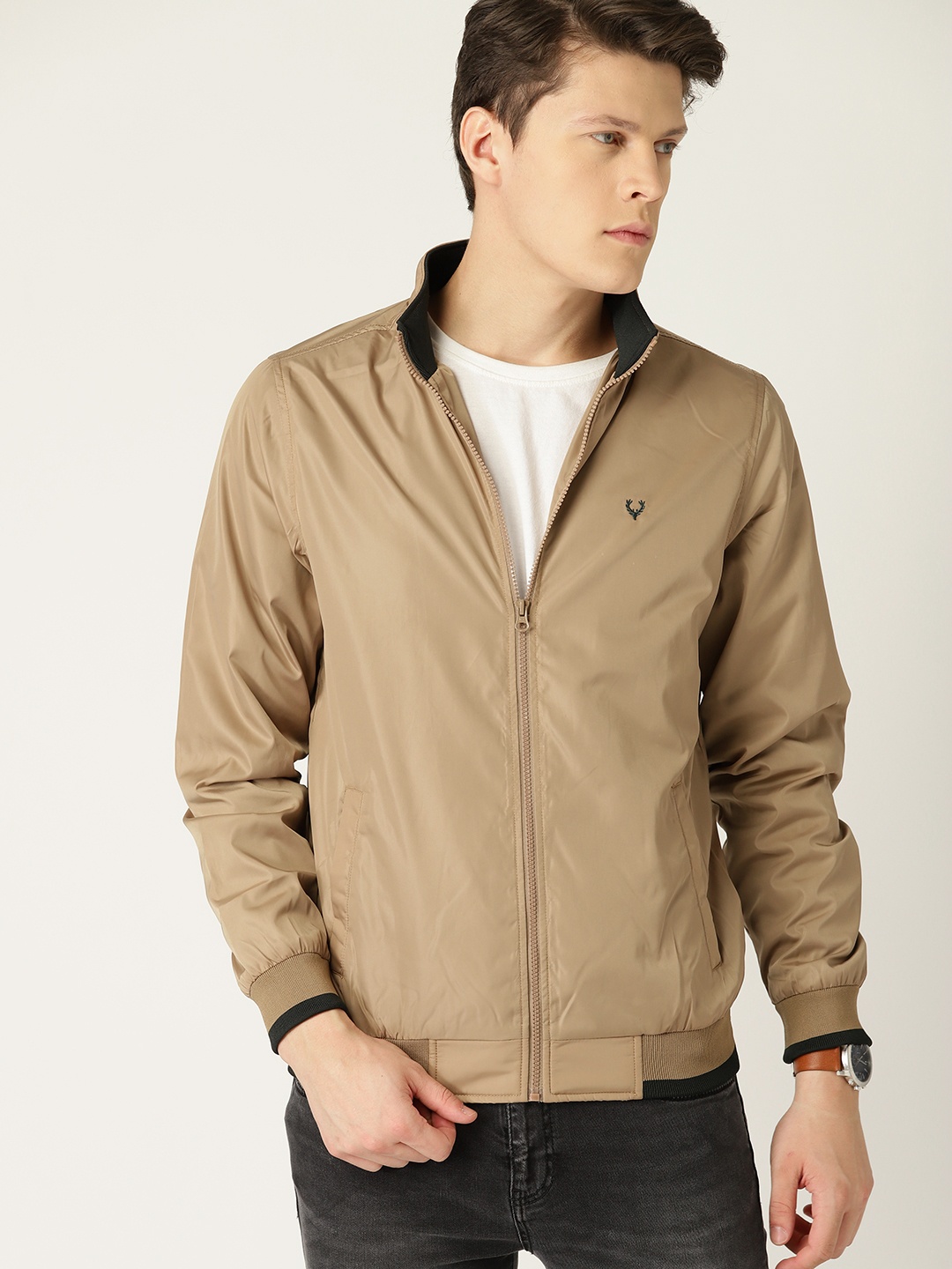 

Allen Solly Men Khaki Solid Lightweight Jacket