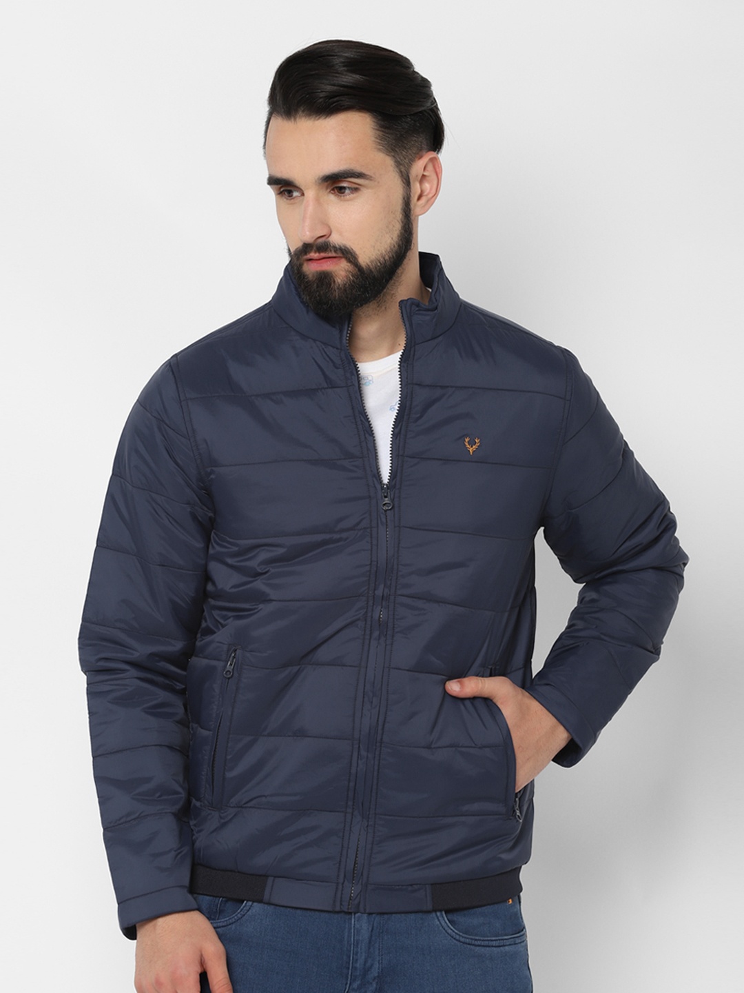 

Allen Solly Men Navy Blue Solid Padded Jacket