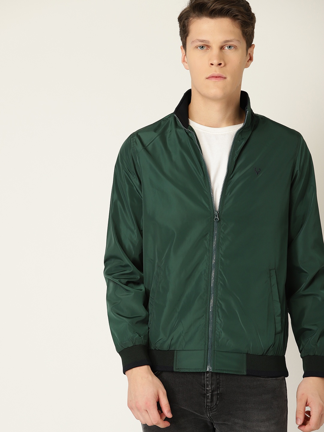 

Allen Solly Men Olive Green Solid Lightweight Jacket