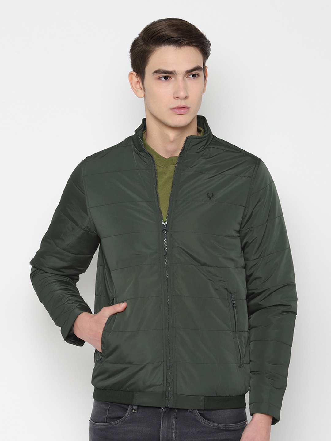 

Allen Solly Men Olive Green Solid Padded Jacket