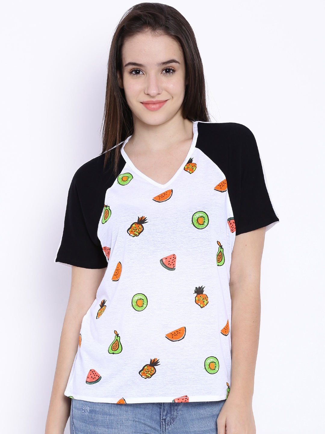 

Tokyo Talkies White Quirky Print Top