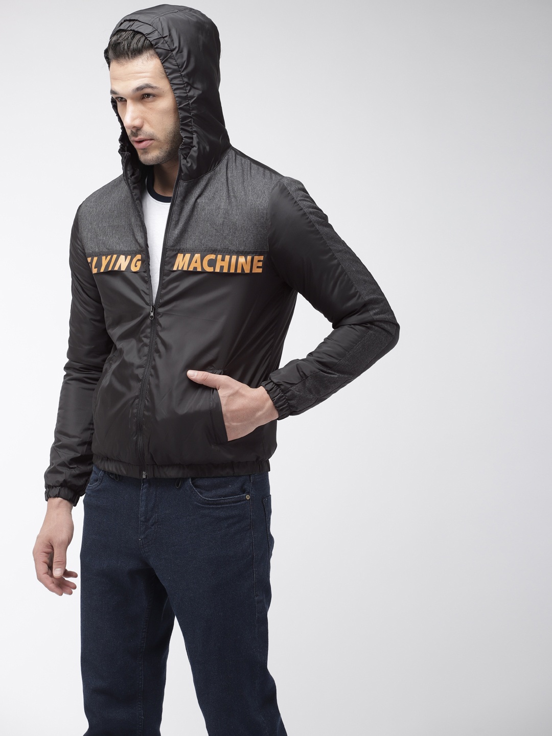 

Flying Machine Men Black Solid Jacket