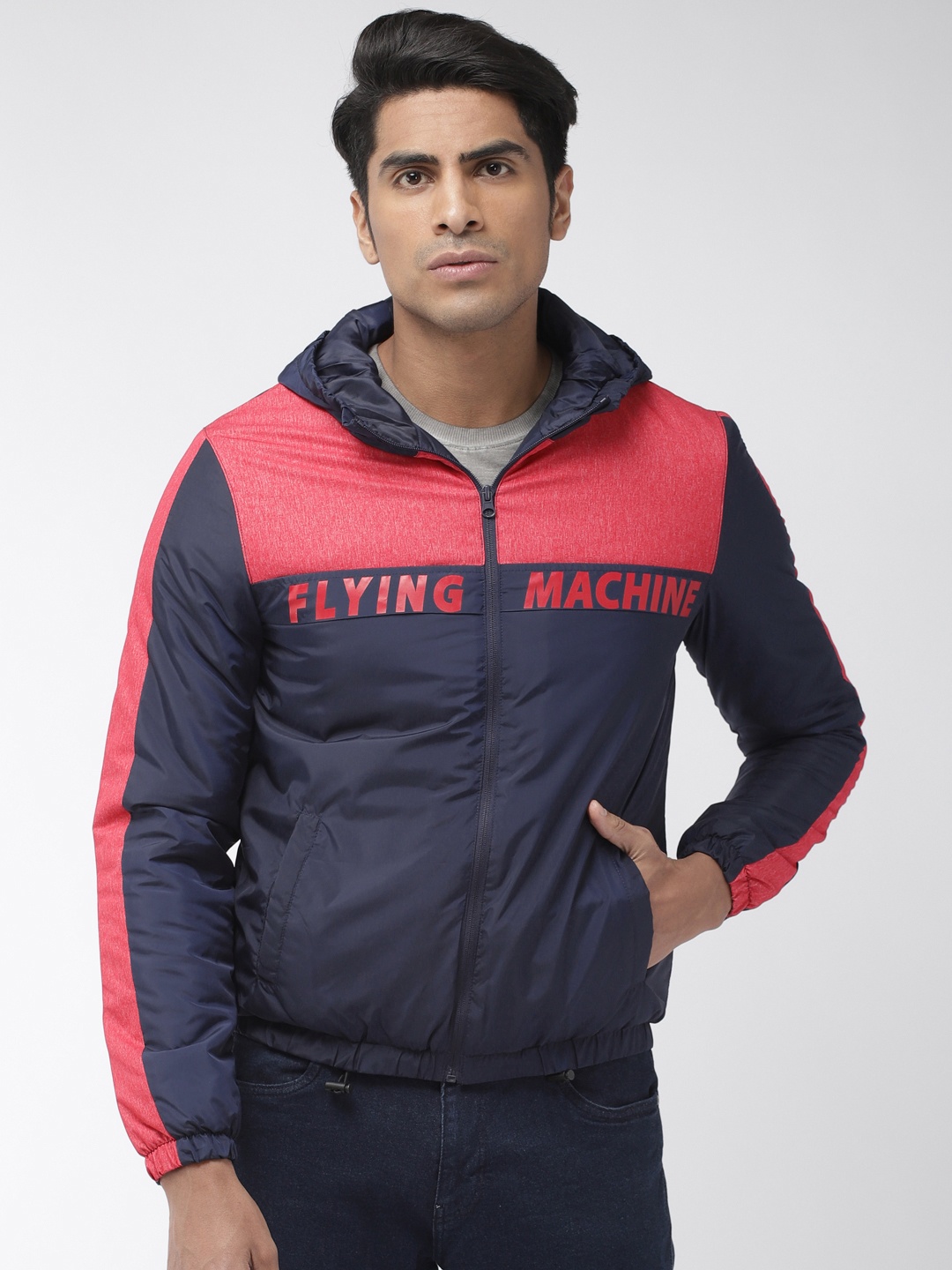 

Flying Machine Men Navy Blue Solid Jacket