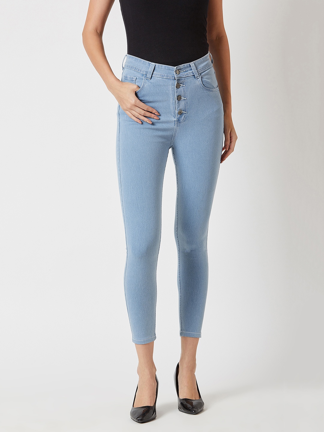 

Miss Chase Women Blue Skinny Fit High-Rise Clean Look Stretchable Jeans