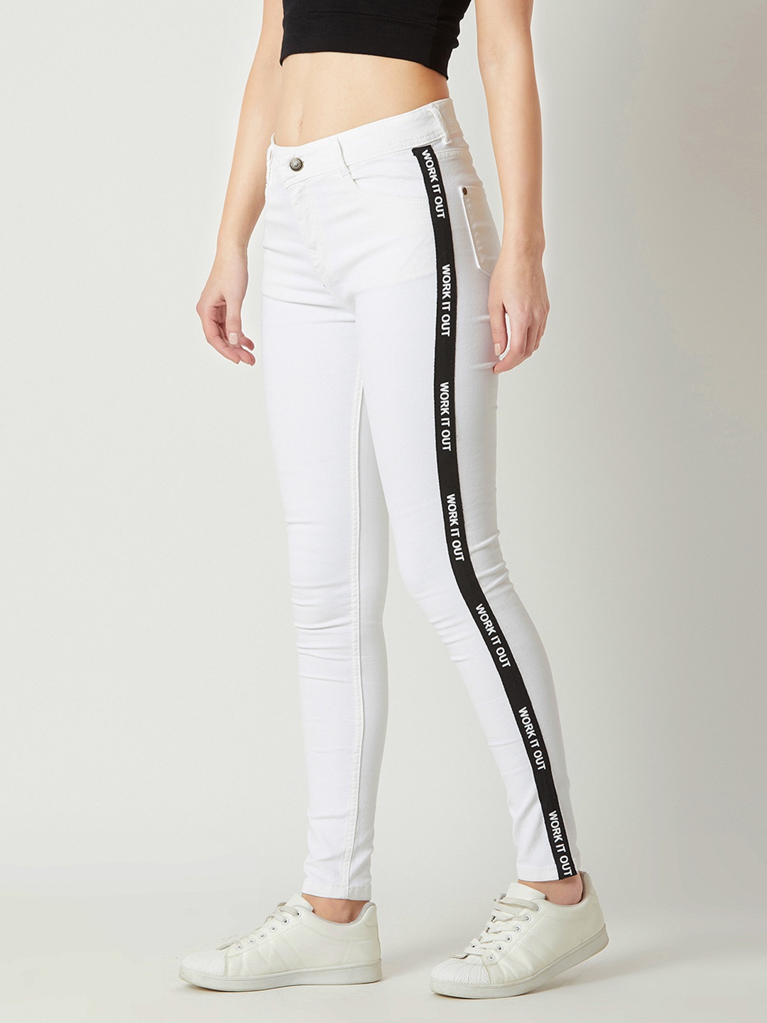 

Miss Chase Women White Skinny Fit Mid-Rise Clean Look Stretchable Jeans