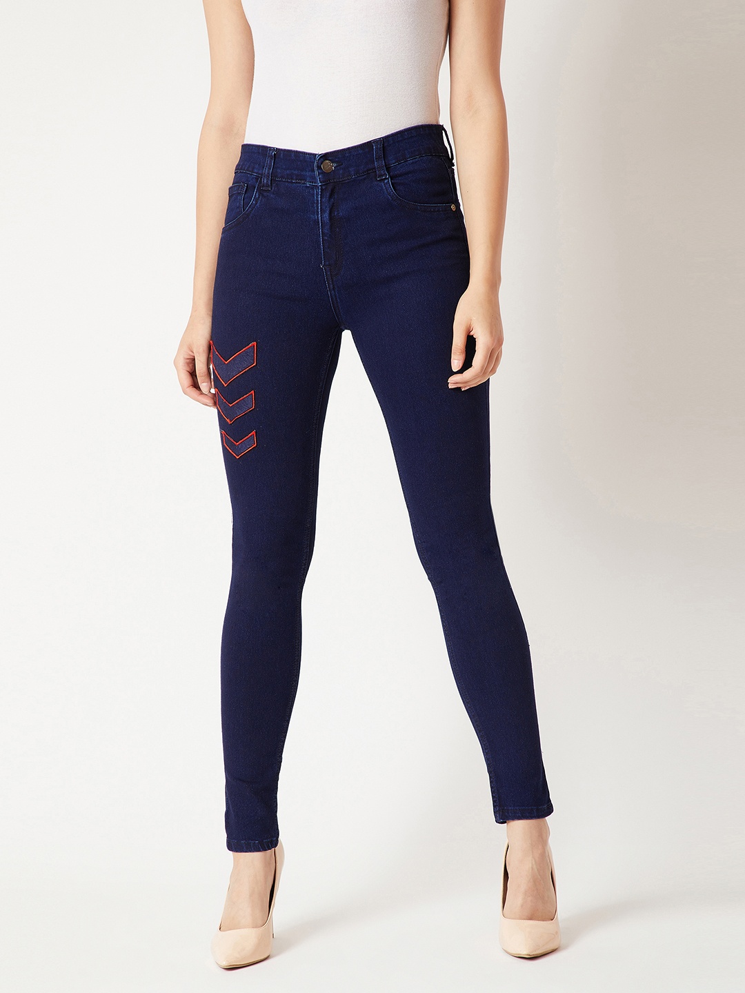 

Miss Chase Women Navy Blue Skinny Fit Mid-Rise Clean Look Stretchable Jeans