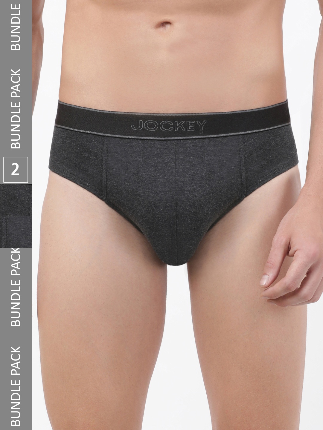

Jockey Men Pack of 2 Charcoal Grey Solid Midi Briefs 1010-0205