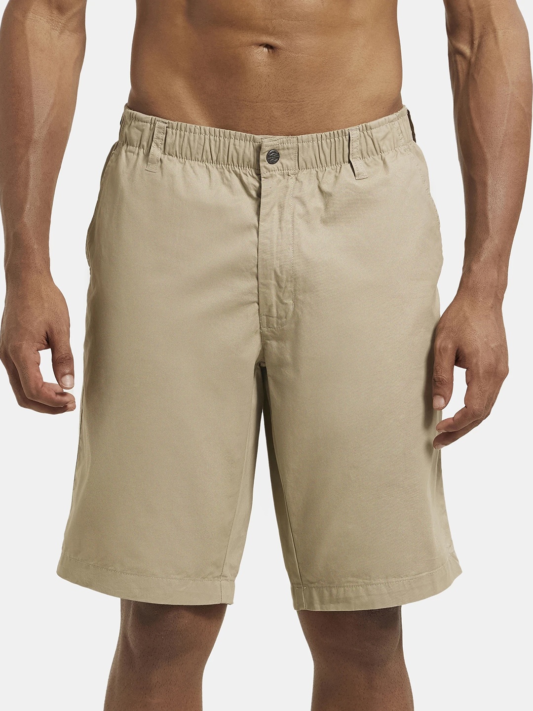 

Jockey Combed Mercerised Cotton Woven Straight Fit Shorts with Side Pockets-1203, Beige