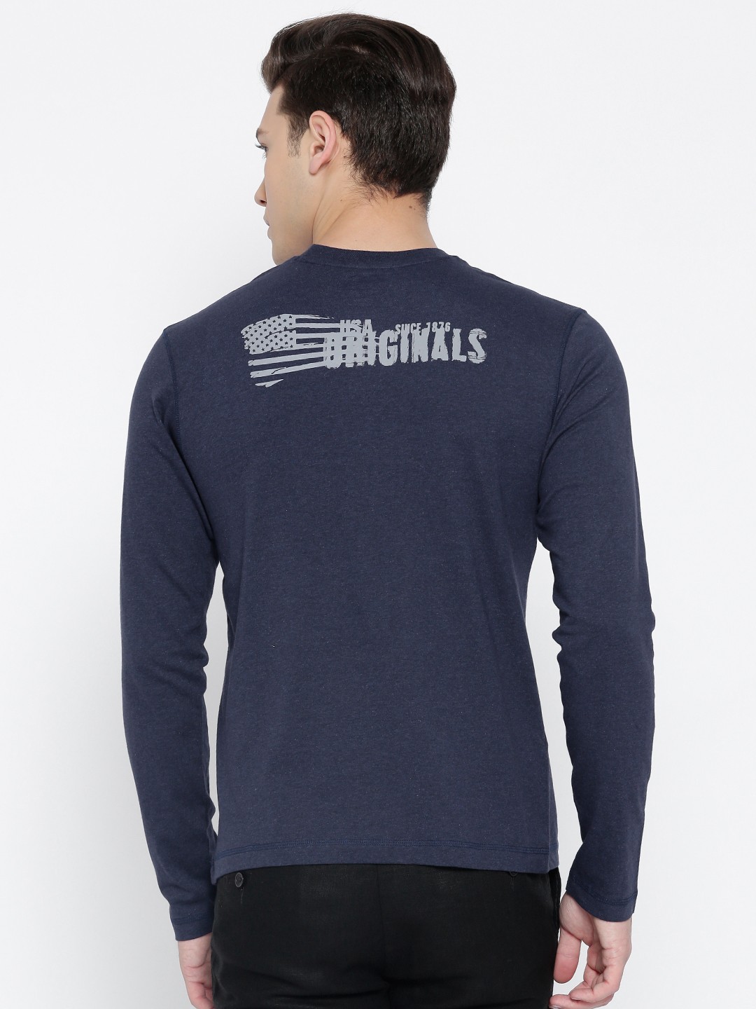 

Jockey USA ORIGINALS Men Navy Blue Solid T-shirt
