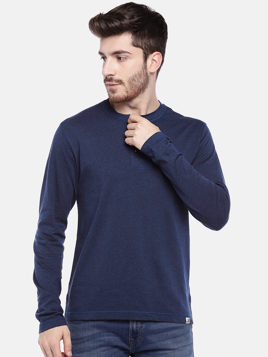 

Jockey Men Navy Blue Henley Neck T-shirt US87