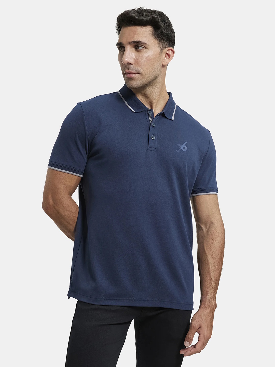 

Jockey Super Combed Cotton Rich Solid Half Sleeve Polo T-shirt-3911, Navy blue