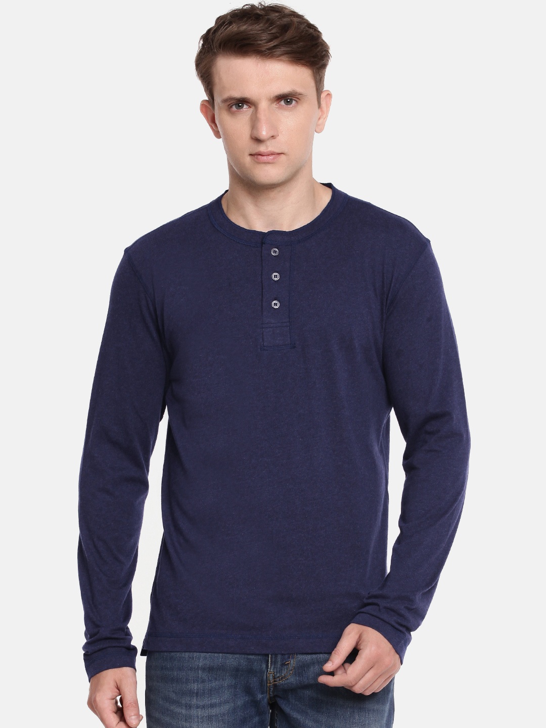 

Jockey Men Blue Solid Henley Neck T-shirt