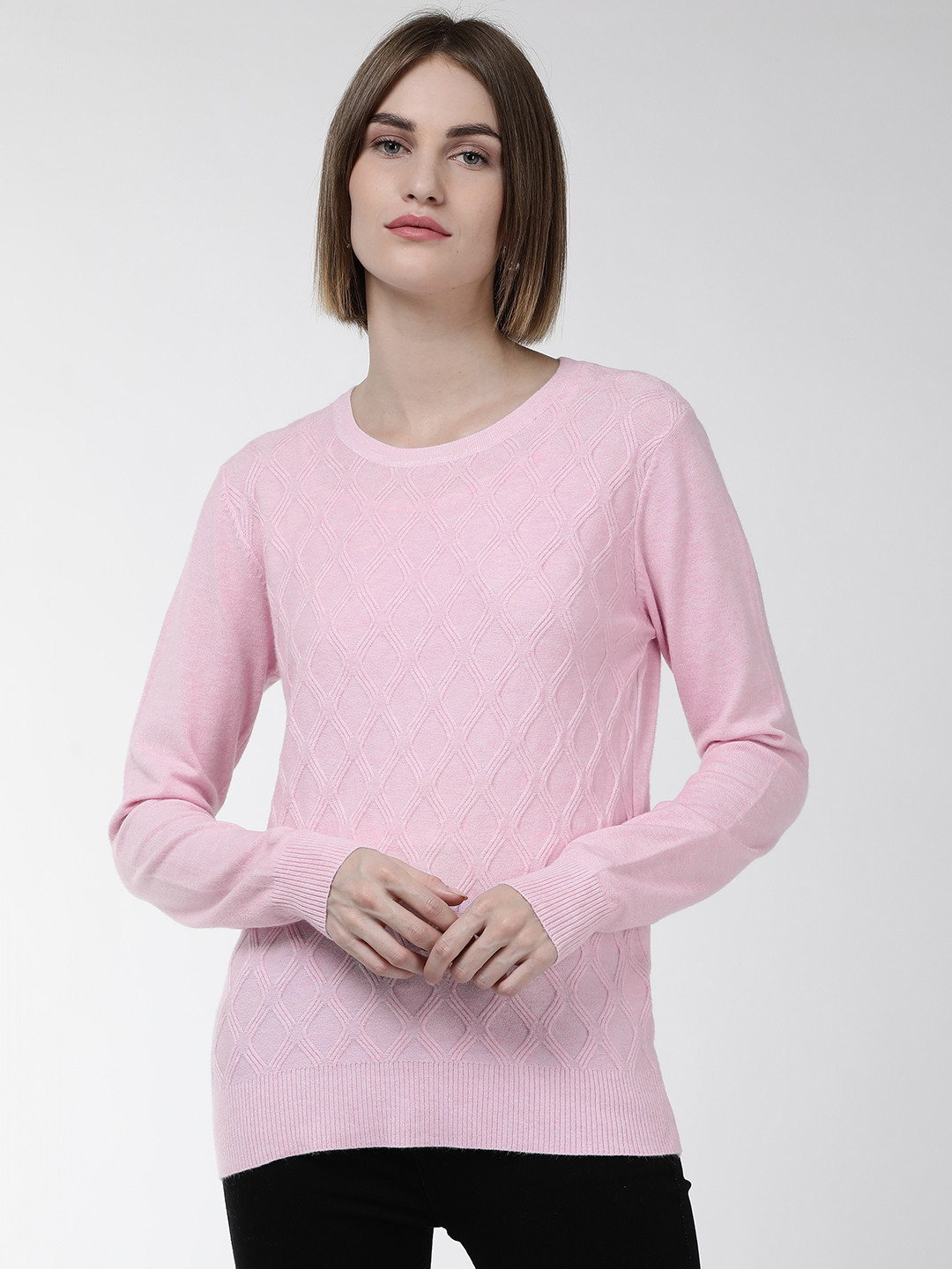 

Fort Collins Women Lavender Cable Knit Patterned Sweater